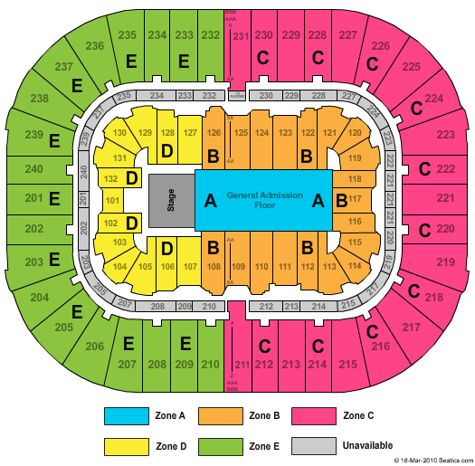 Greensboro Coliseum At Greensboro Coliseum Complex GA Floor Zone Seating Chart